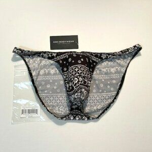 N2N Bodywear Size M Provence Micro Bikini - Black/White - Batik Design